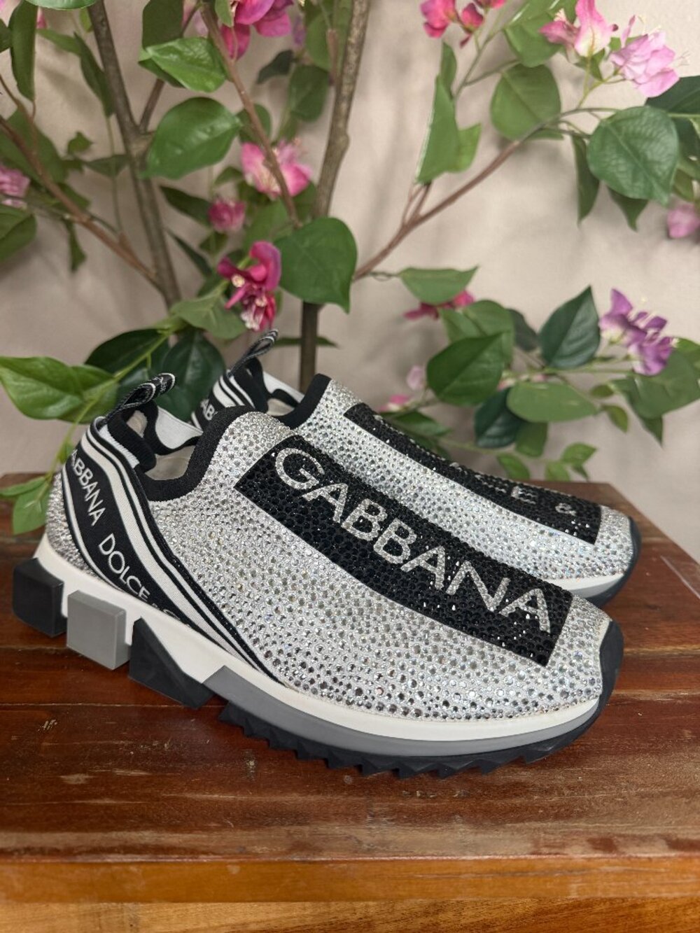 Dolce & Gabbana Crystal-Embellished Sorrento Sneakers - Silver